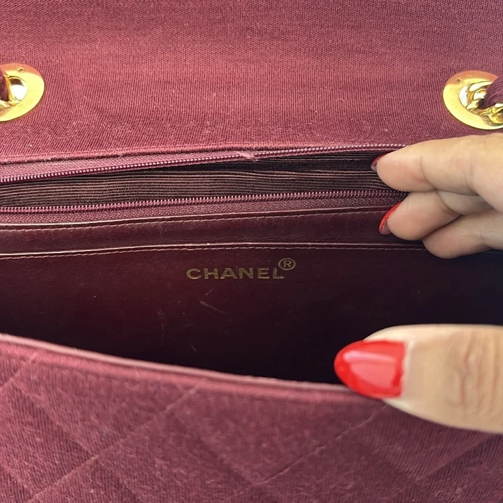 CHANEL Red Canvas Jumbo Bag